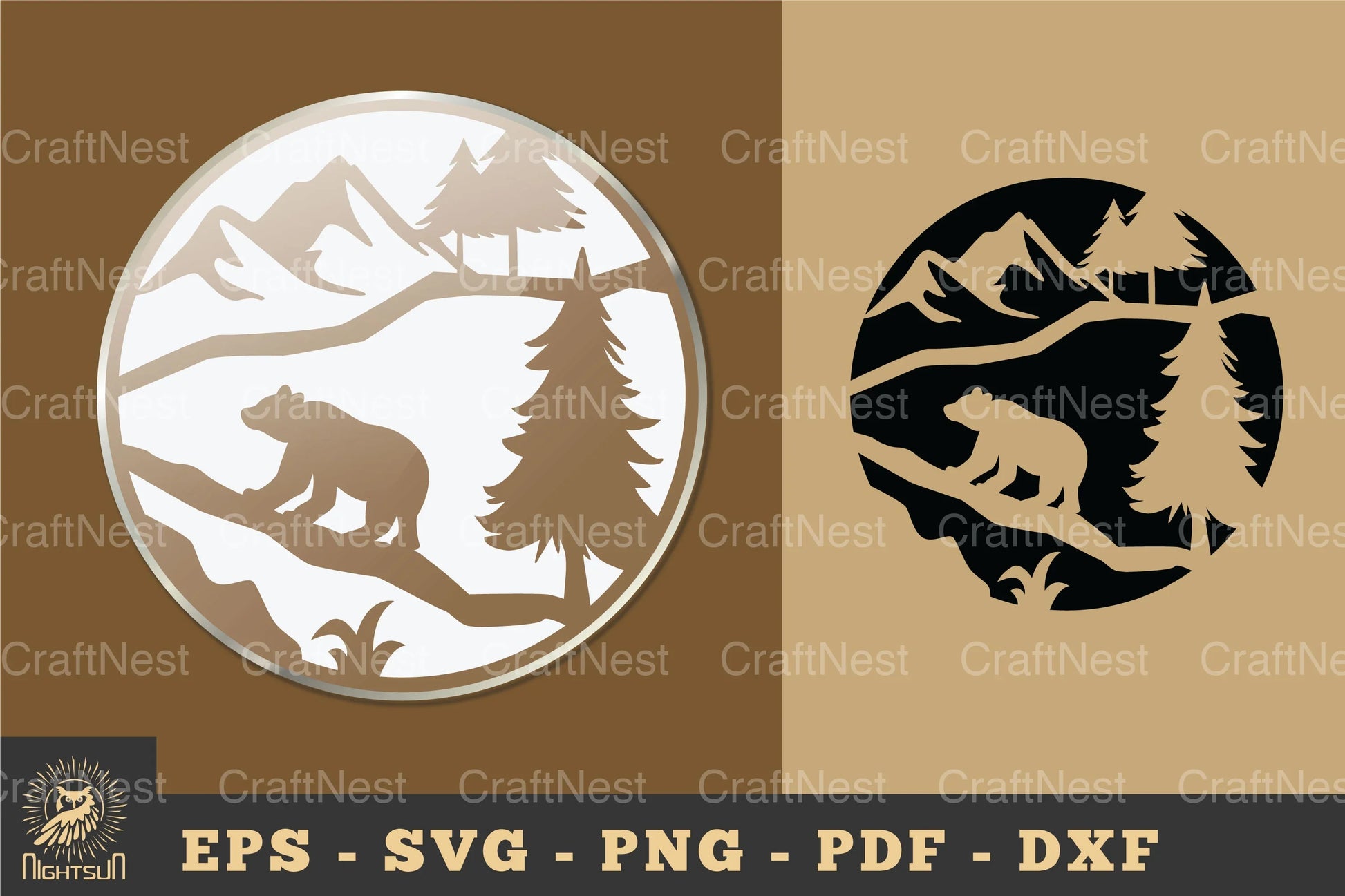 Bear in Forest Ornament Sticker Clipart Bundle - CraftNest - Digital Crafting and Art