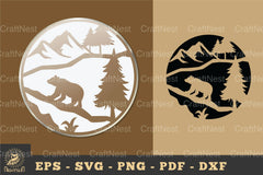 Bear in Forest Ornament Sticker Clipart Bundle - CraftNest - Digital Crafting and Art