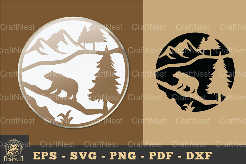 Bear in Forest Ornament Sticker Clipart Bundle - CraftNest - Digital Crafting and Art