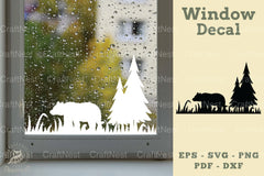 Bear in Forest Window Decal Clipart Bundle - CraftNest - Digital Crafting and Art