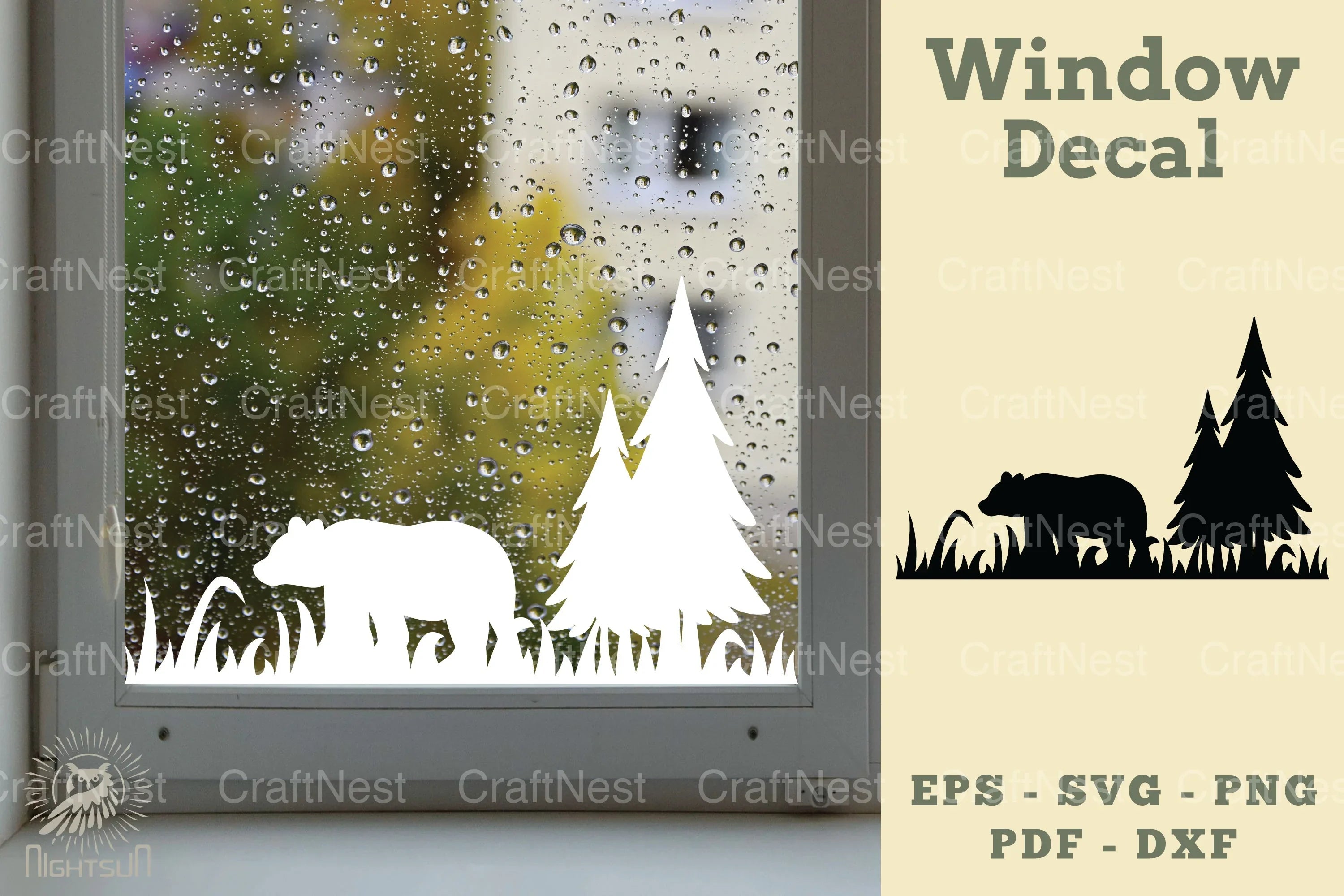 Bear in Forest Window Decal Clipart Bundle - CraftNest - Digital Crafting and Art