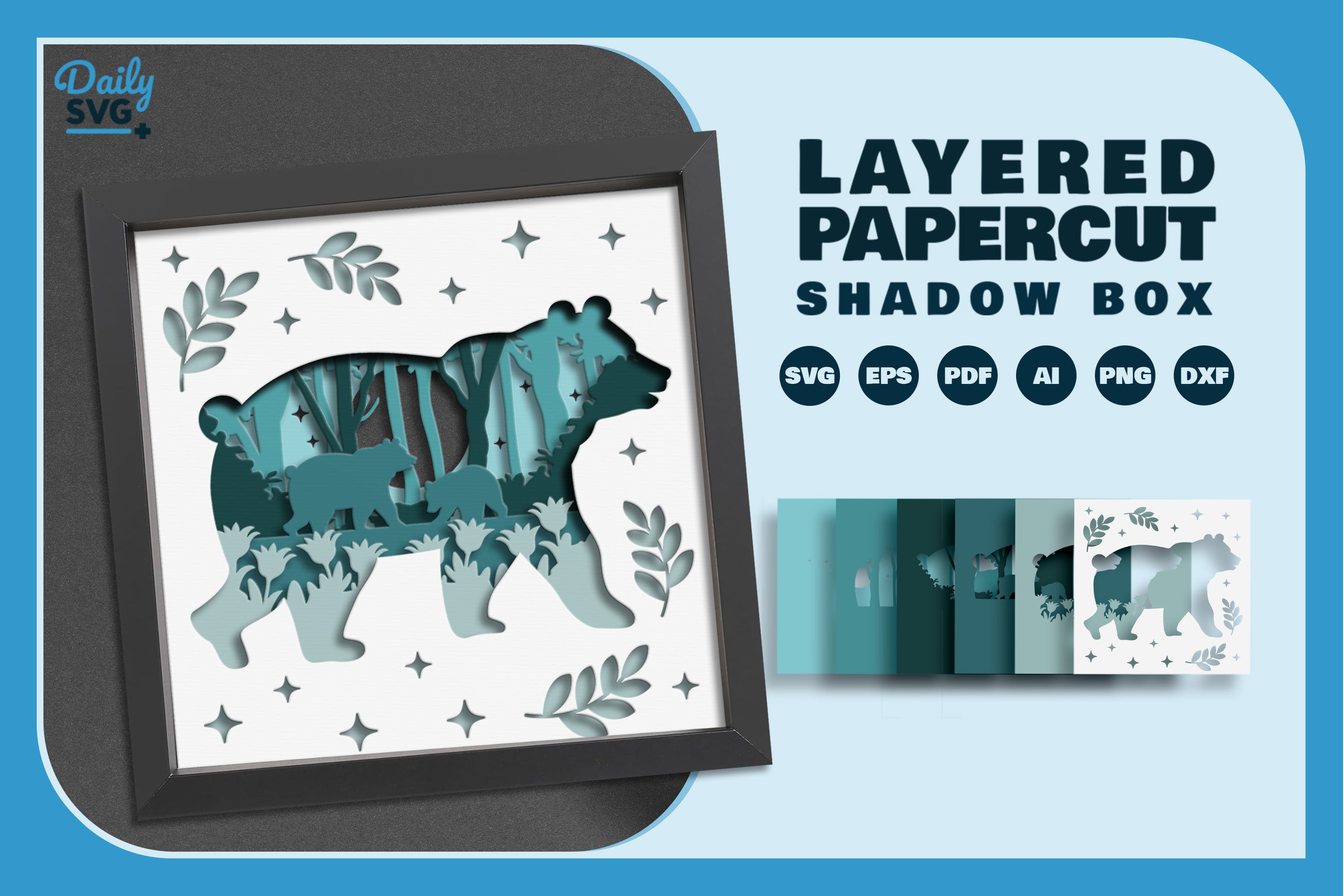 Bear in the Forest Papercut SVG Bundle