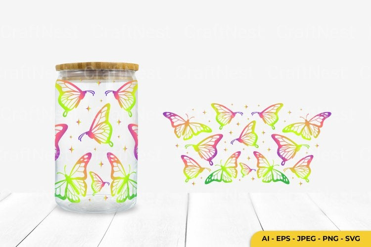 Beautiful Butterfly Can Glass SVG Bundle - CraftNest - Digital Crafting and Art