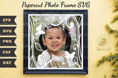 Beautiful Floral Photo Frame Papercut Clipart Bundle - CraftNest - Digital Crafting and Art