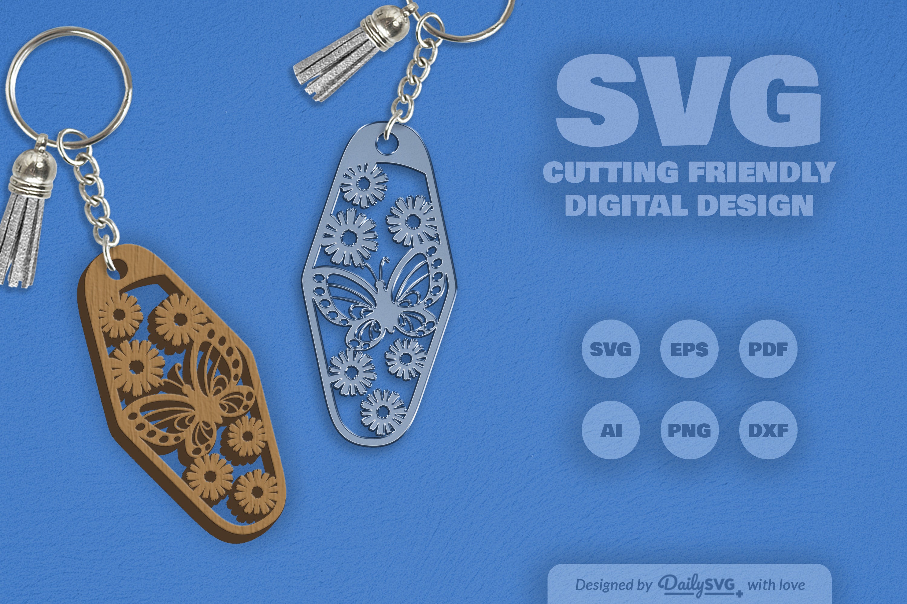 Daily Beauty Floral Butterfly Motel Keychain Clipart