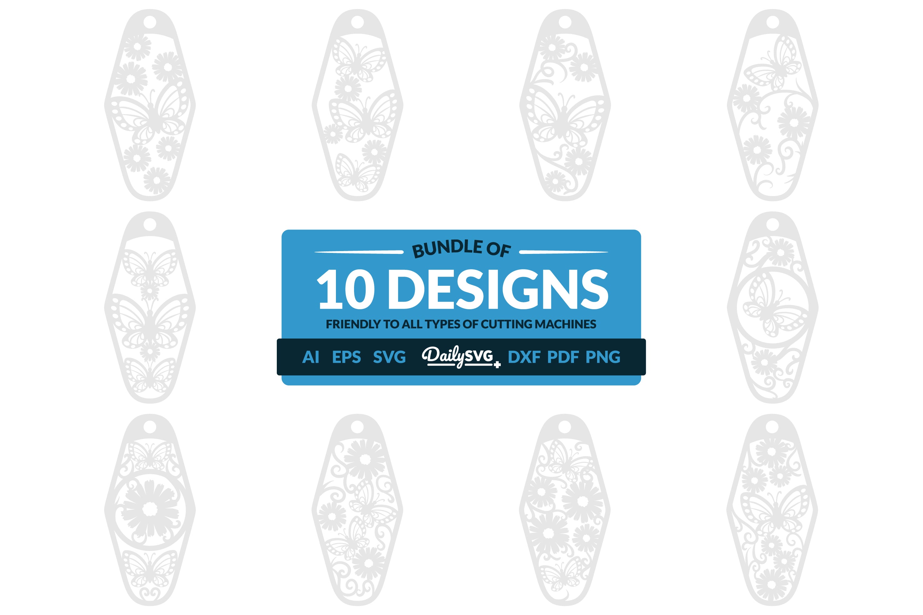 Daily Beauty Floral Butterfly Motel Keychain Clipart