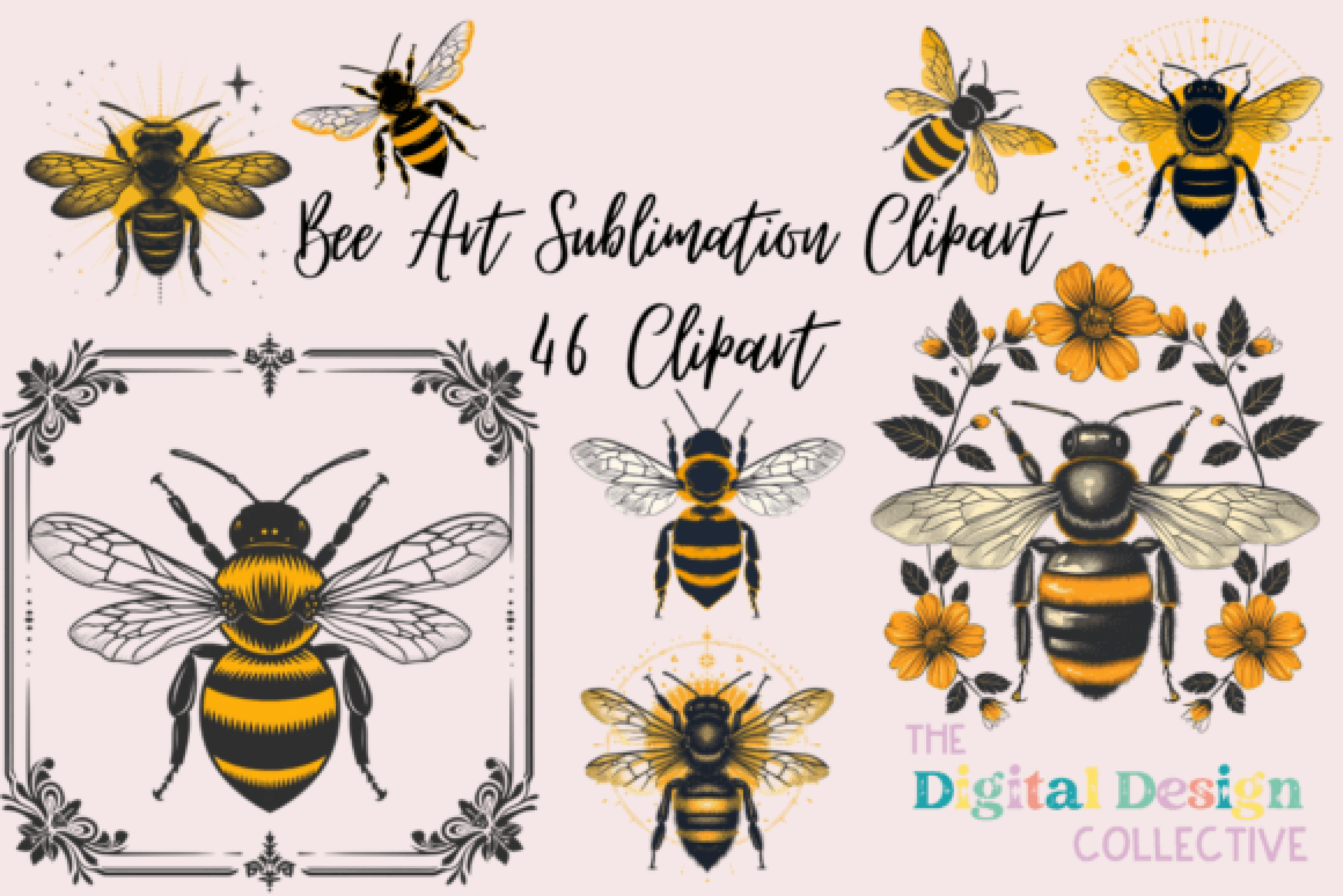 Bee Art Clipart Bundle