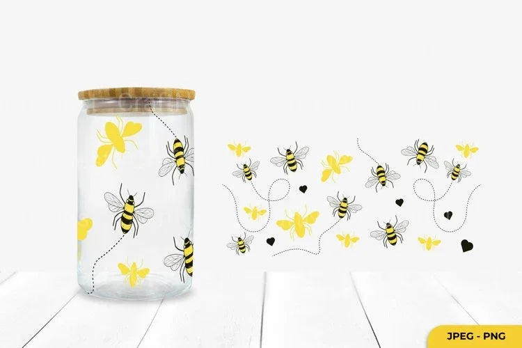 Bee Can Glass 16 Oz - CraftNest - Digital Crafting and Art