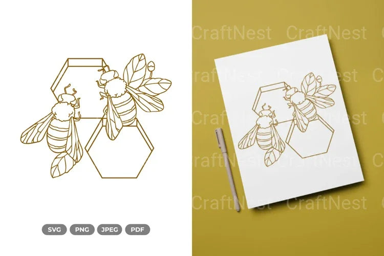 Bee and Honeycomb SVG Bundle - CraftNest - Digital Crafting and Art