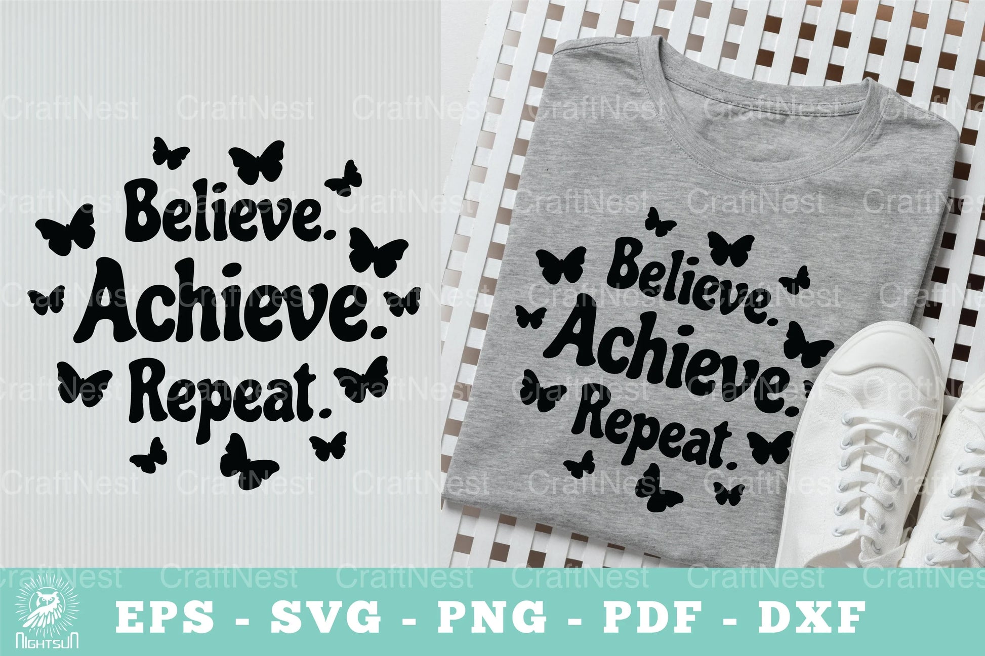 Believe Achieve Repeat Motivational SVG Bundle - CraftNest - Digital Crafting and Art