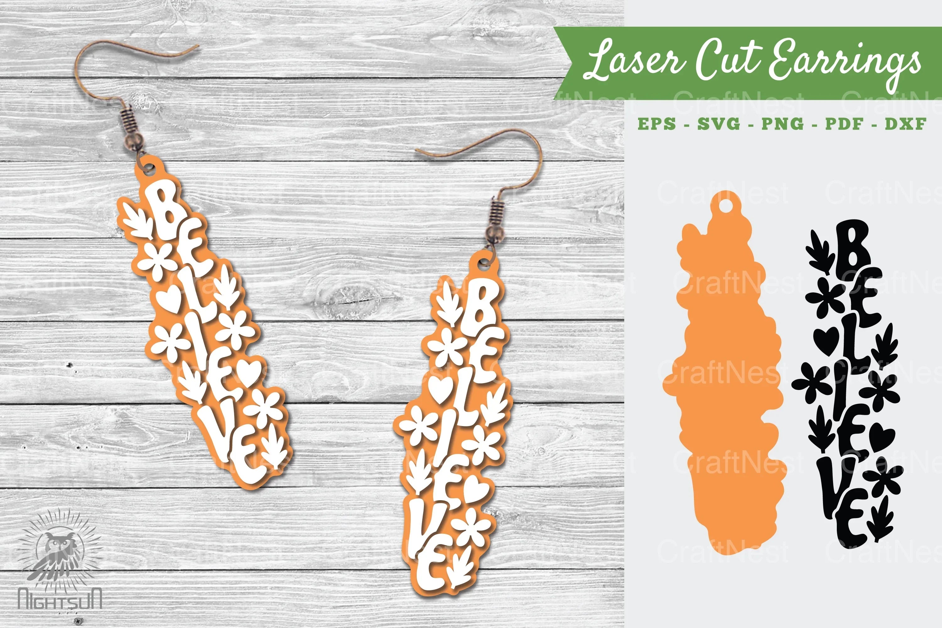 Believe Laser Cut Earrings SVG Design Bundle - CraftNest - Digital Crafting and Art