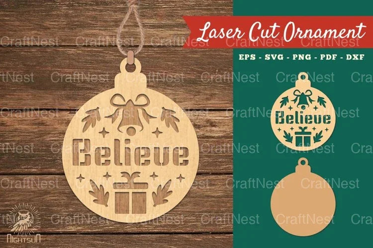 Believe Laser Cut Ornament SVG Bundle - CraftNest - Digital Crafting and Art