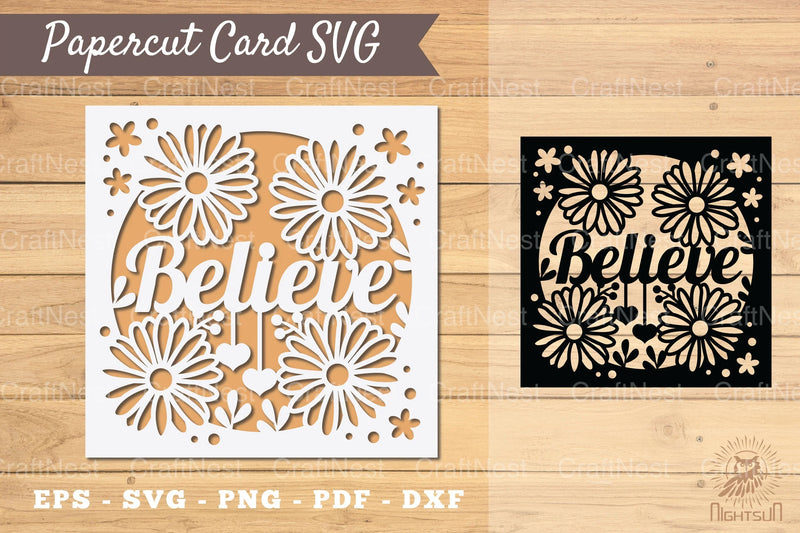 Believe Papercut Card SVG Bundle - CraftNest - Digital Crafting and Art