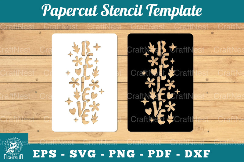 Believe Papercut Stencil SVG Bundle - CraftNest - Digital Crafting and Art