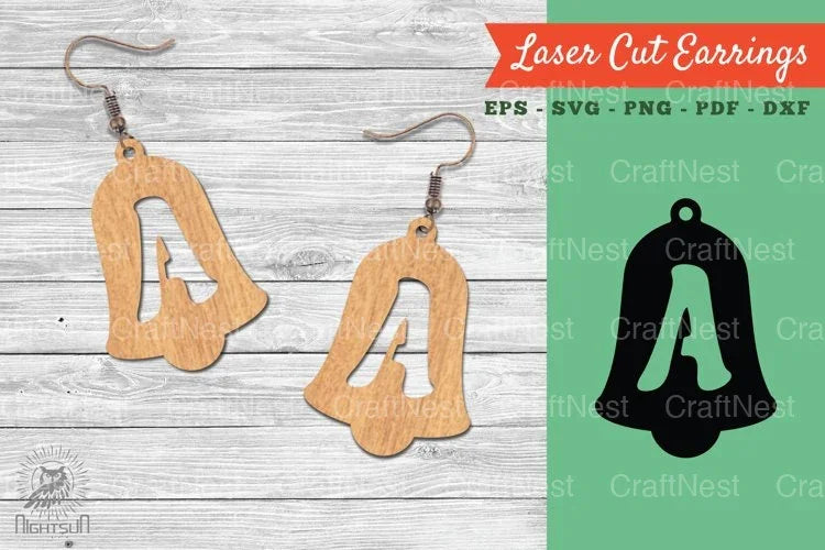 Bell Letter A Laser Cut Earrings Design Bundle - CraftNest - Digital Crafting and Art