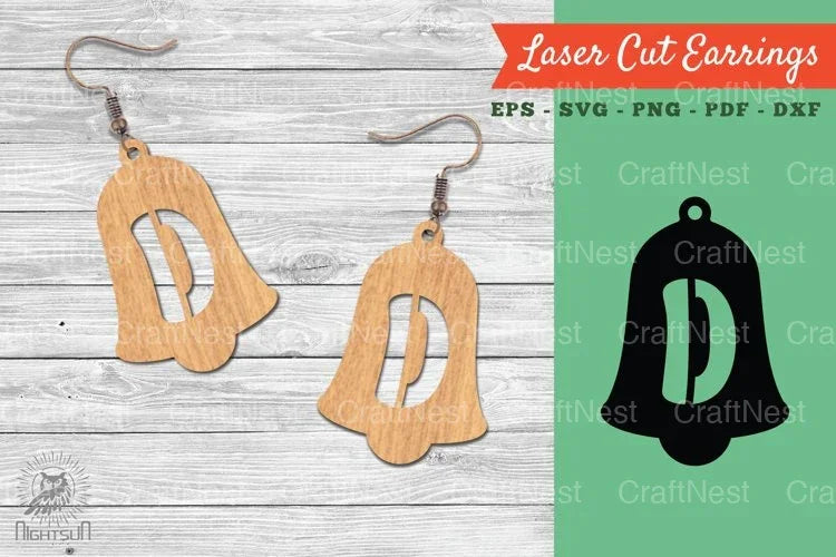 Bell Letter D Laser Cut Earrings SVG Bundle - CraftNest - Digital Crafting and Art