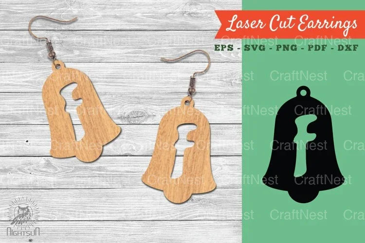 Bell Letter F Laser Cut Earrings SVG Bundle - CraftNest - Digital Crafting and Art