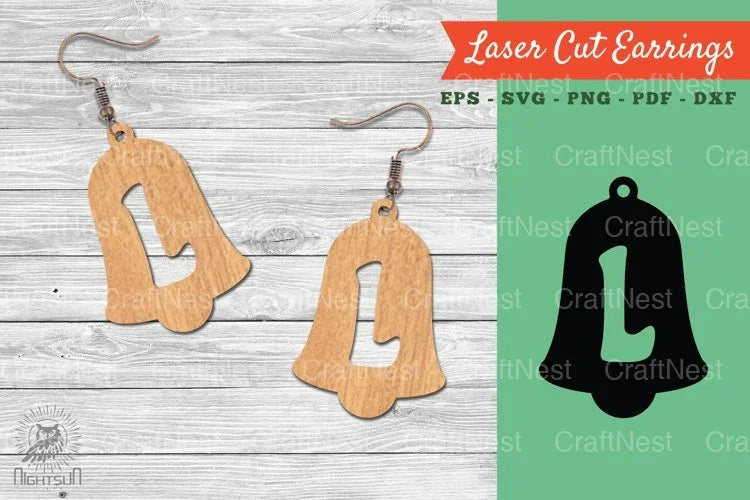 Bell Letter L Laser Cut Earrings Clipart Bundle - CraftNest - Digital Crafting and Art