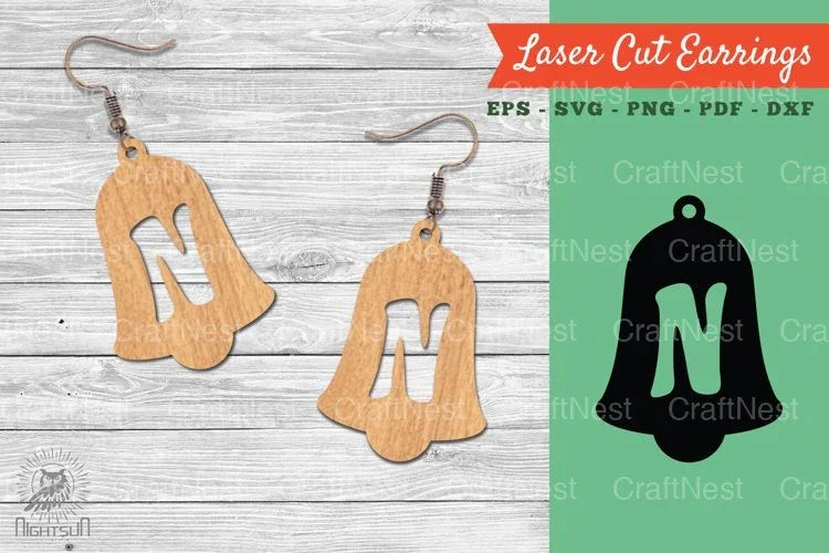 Bell Letter N Laser Cut Earrings SVG Bundle - CraftNest - Digital Crafting and Art
