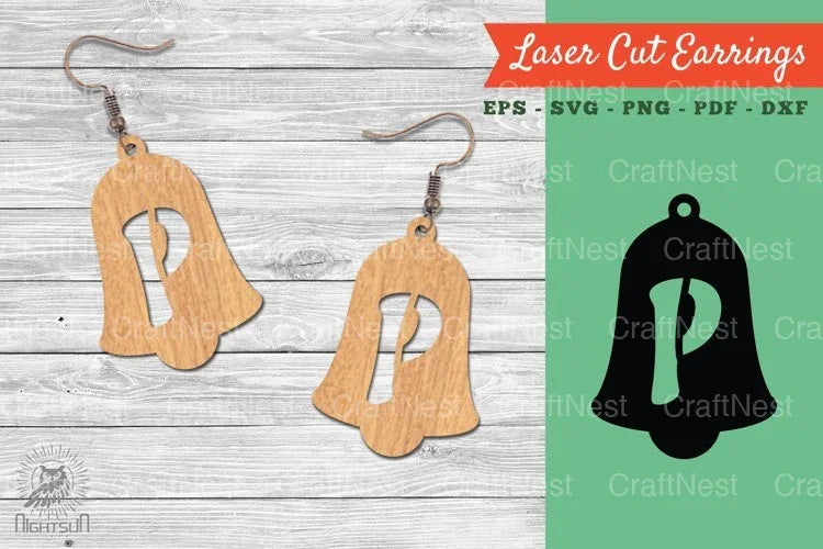 Bell Letter P Laser Cut Earrings SVG Bundle - CraftNest - Digital Crafting and Art