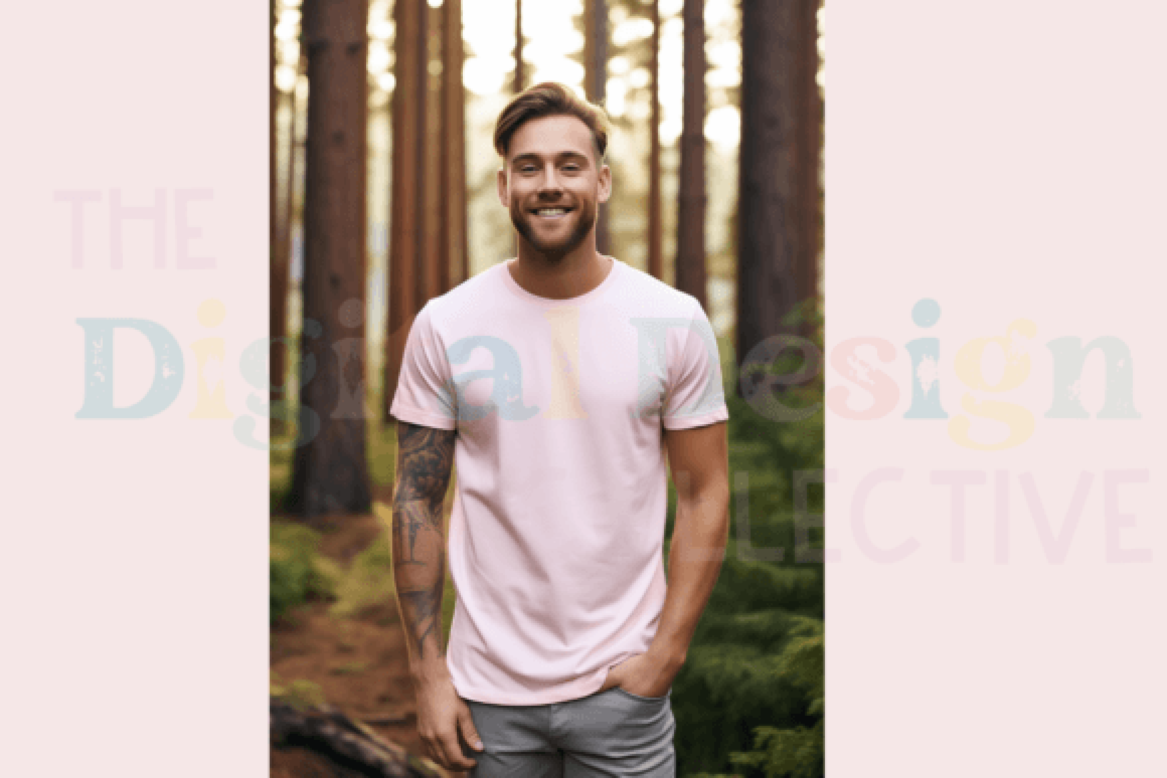 Men's Pink Tee Mockup