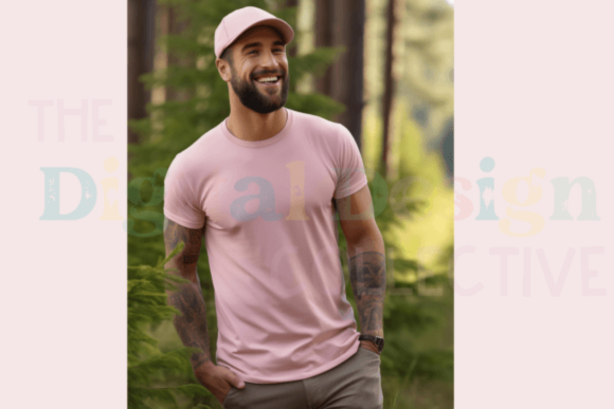 Pink Bella Canvas 3001 Men's Tee Mockup