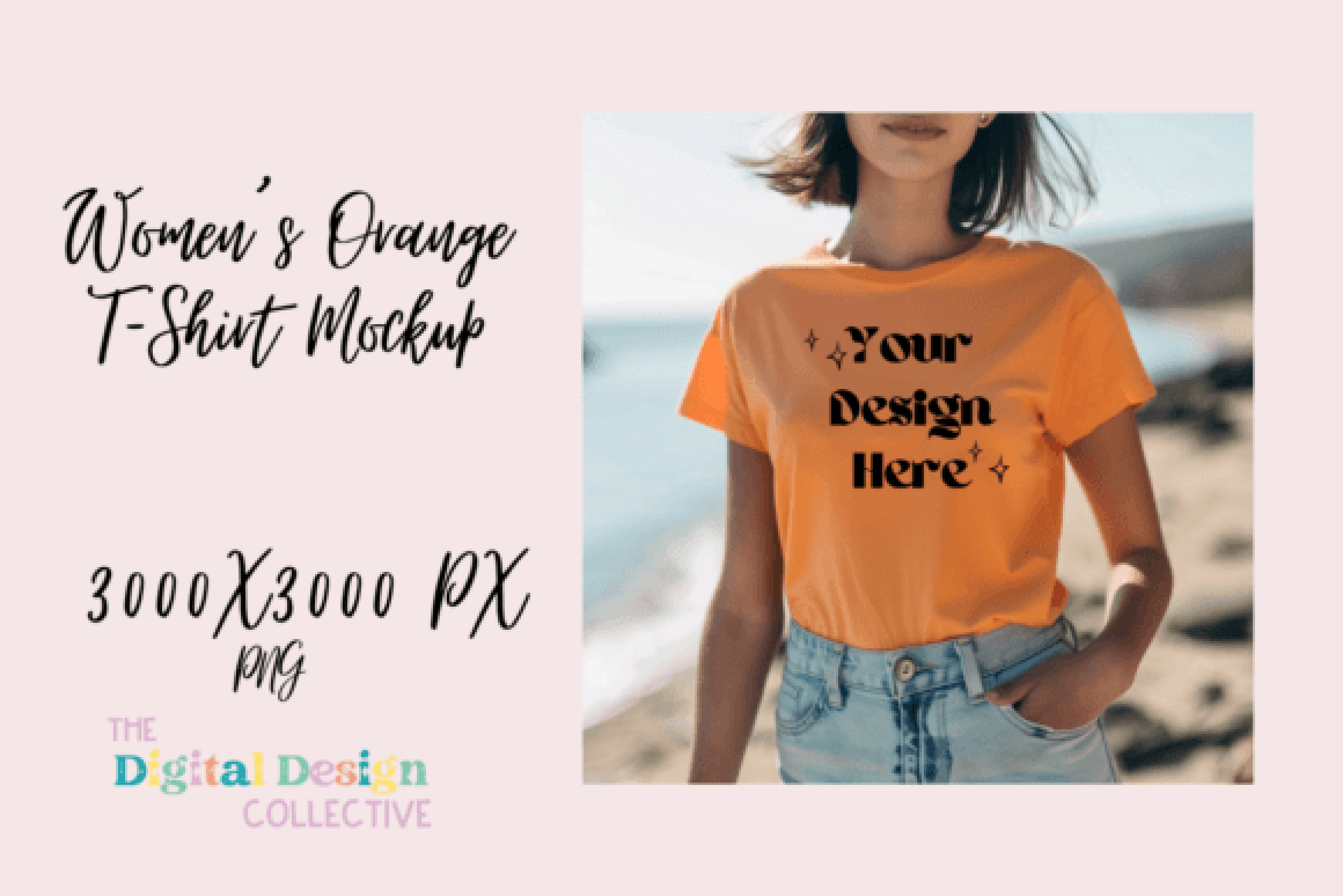 Women's Orange T-shirt Mockup