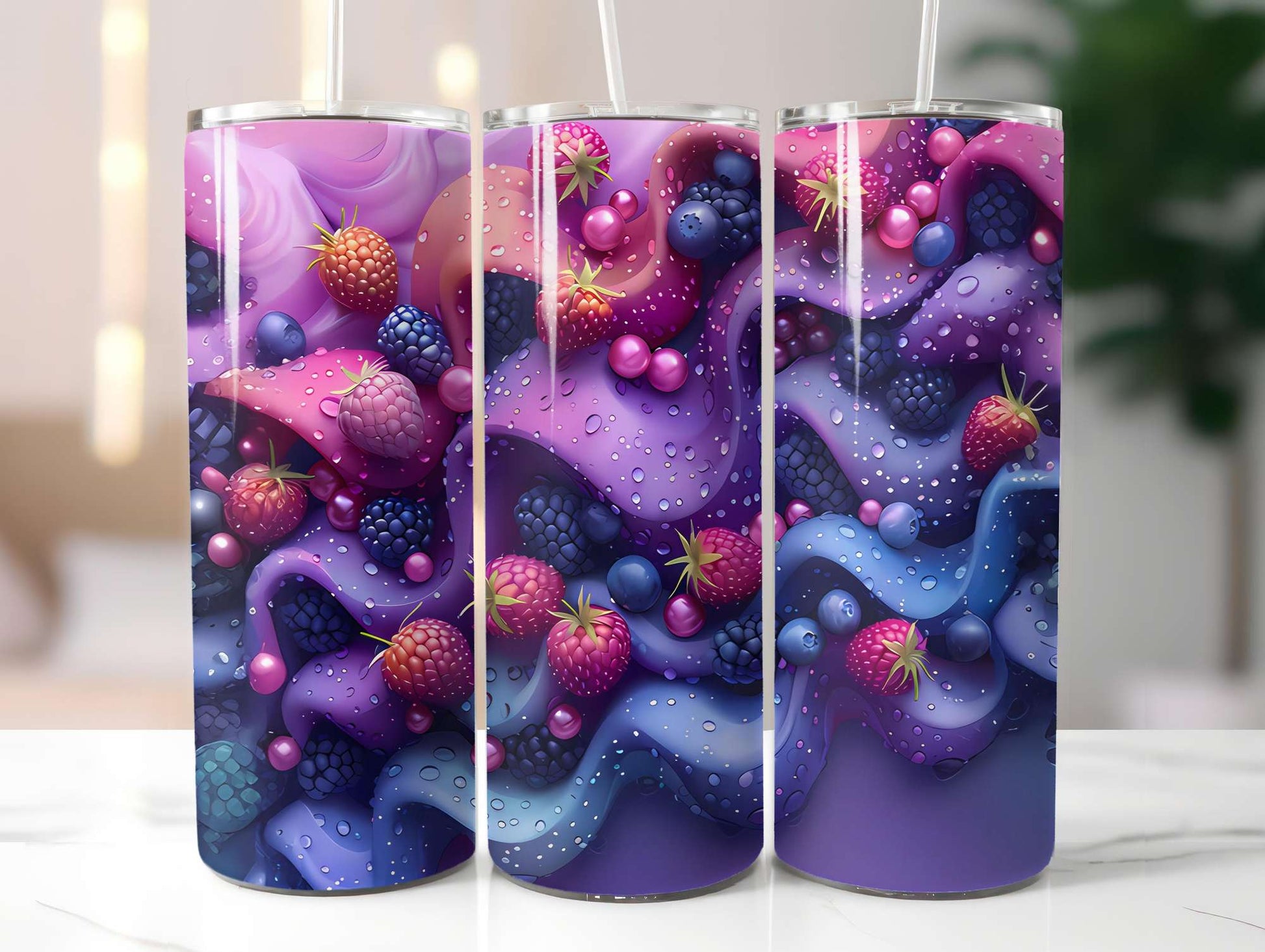 Berry Blues 3 Tumbler Wrap - CraftNest - Digital Crafting and Art