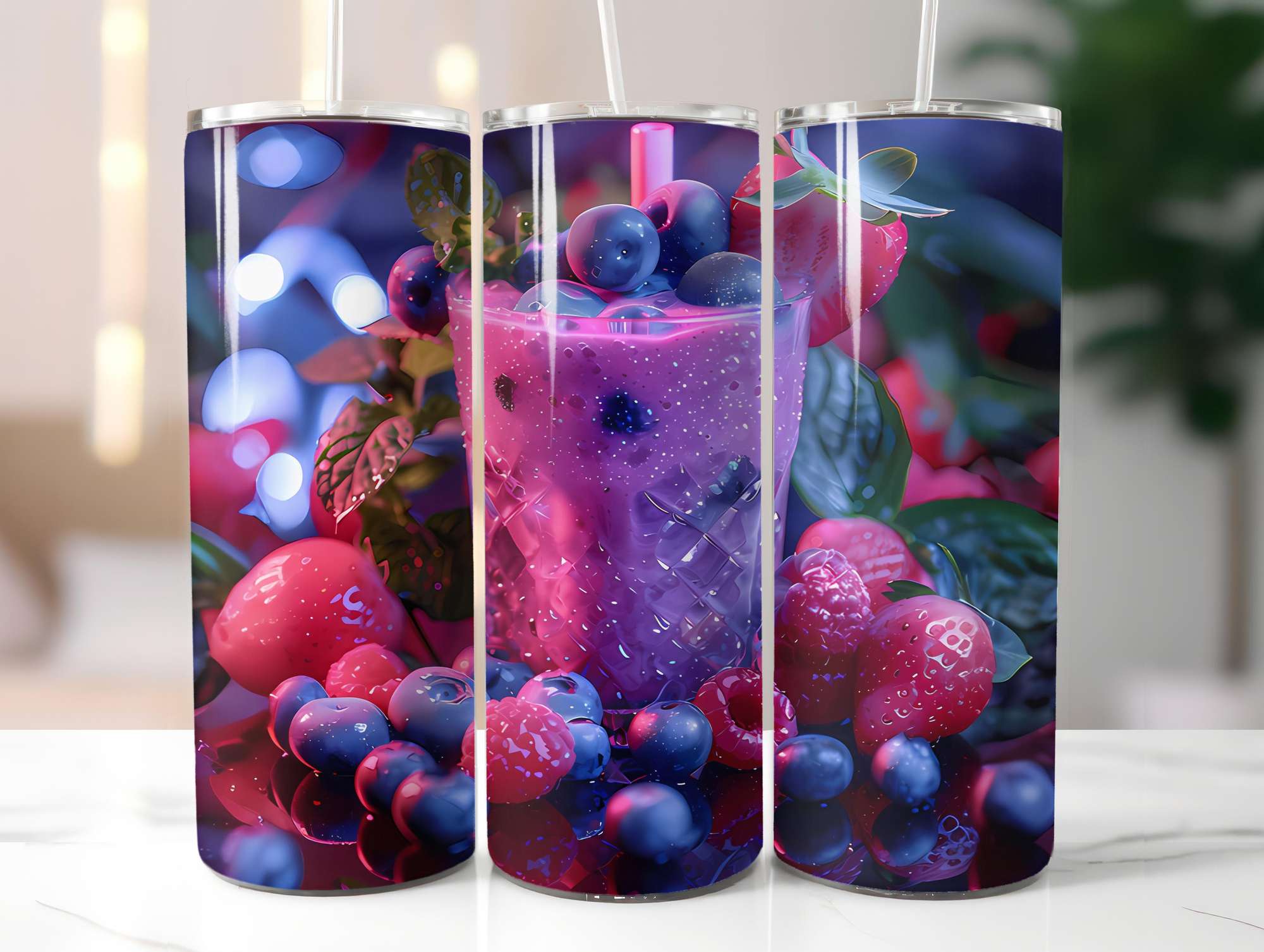 Berry Blues 2 Tumbler Wrap - CraftNest - Digital Crafting and Art