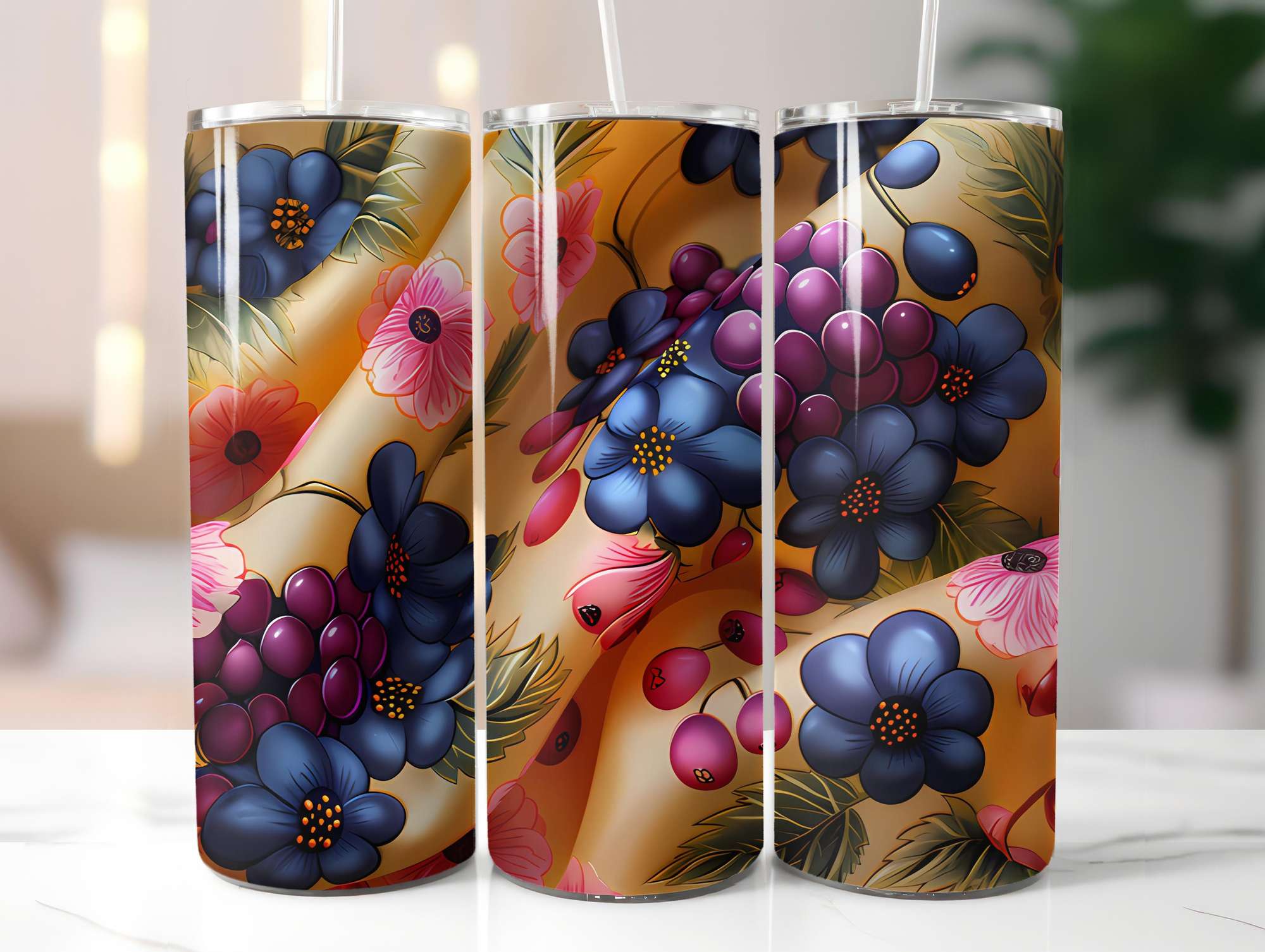 Berry Blues 3 Tumbler Wrap - CraftNest - Digital Crafting and Art