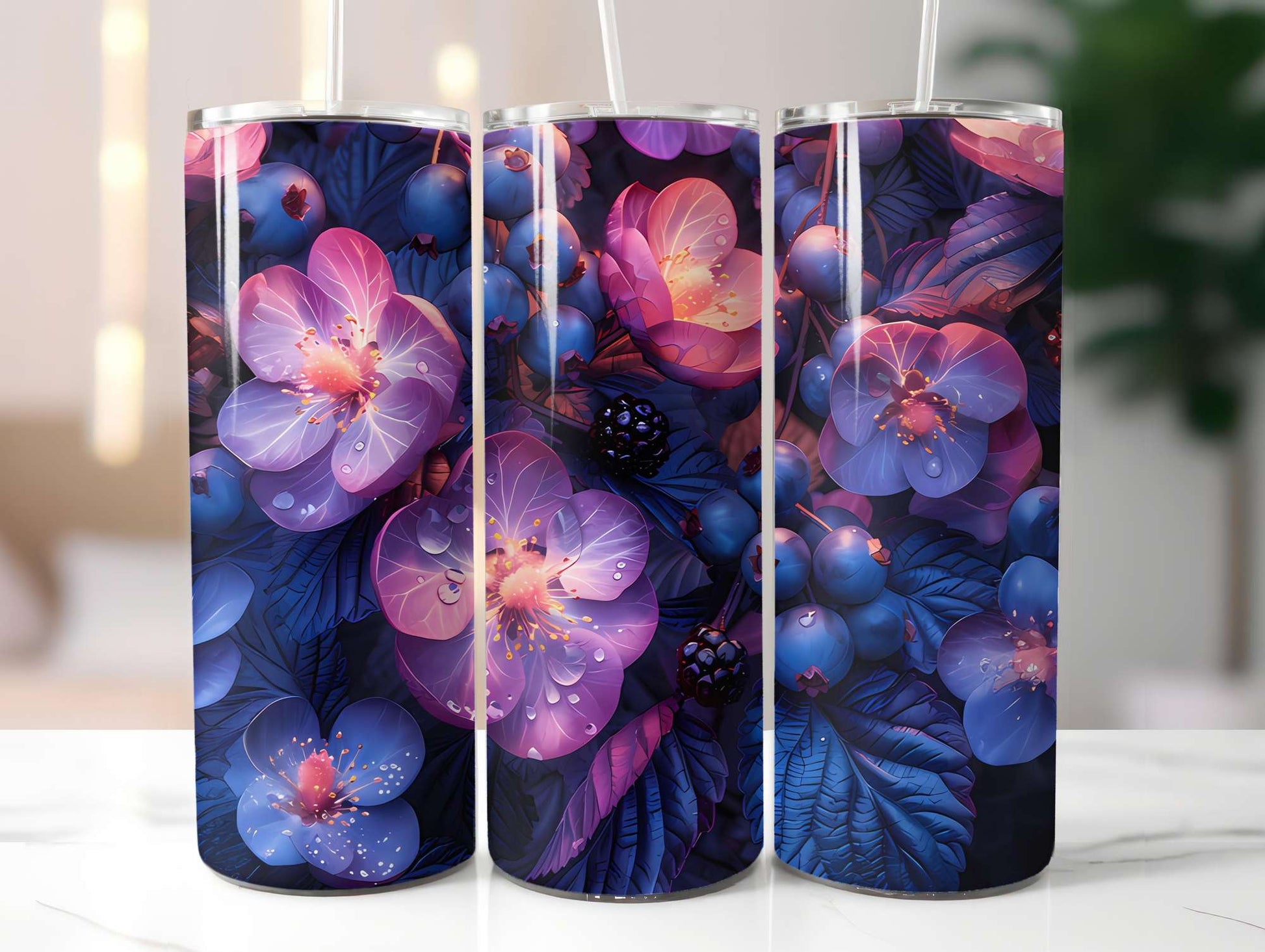 Berry Blues 3 Tumbler Wrap - CraftNest - Digital Crafting and Art