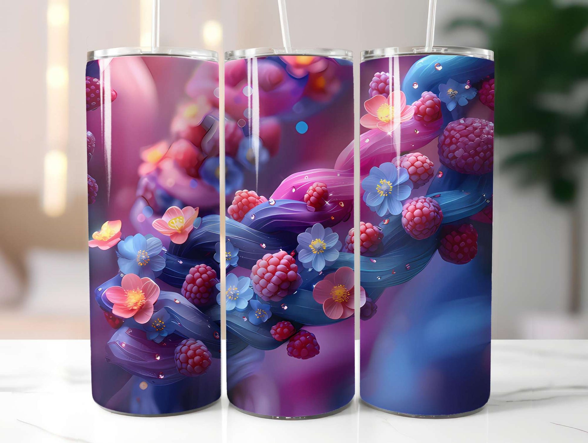 Berry Blues 2 Tumbler Wrap - CraftNest - Digital Crafting and Art