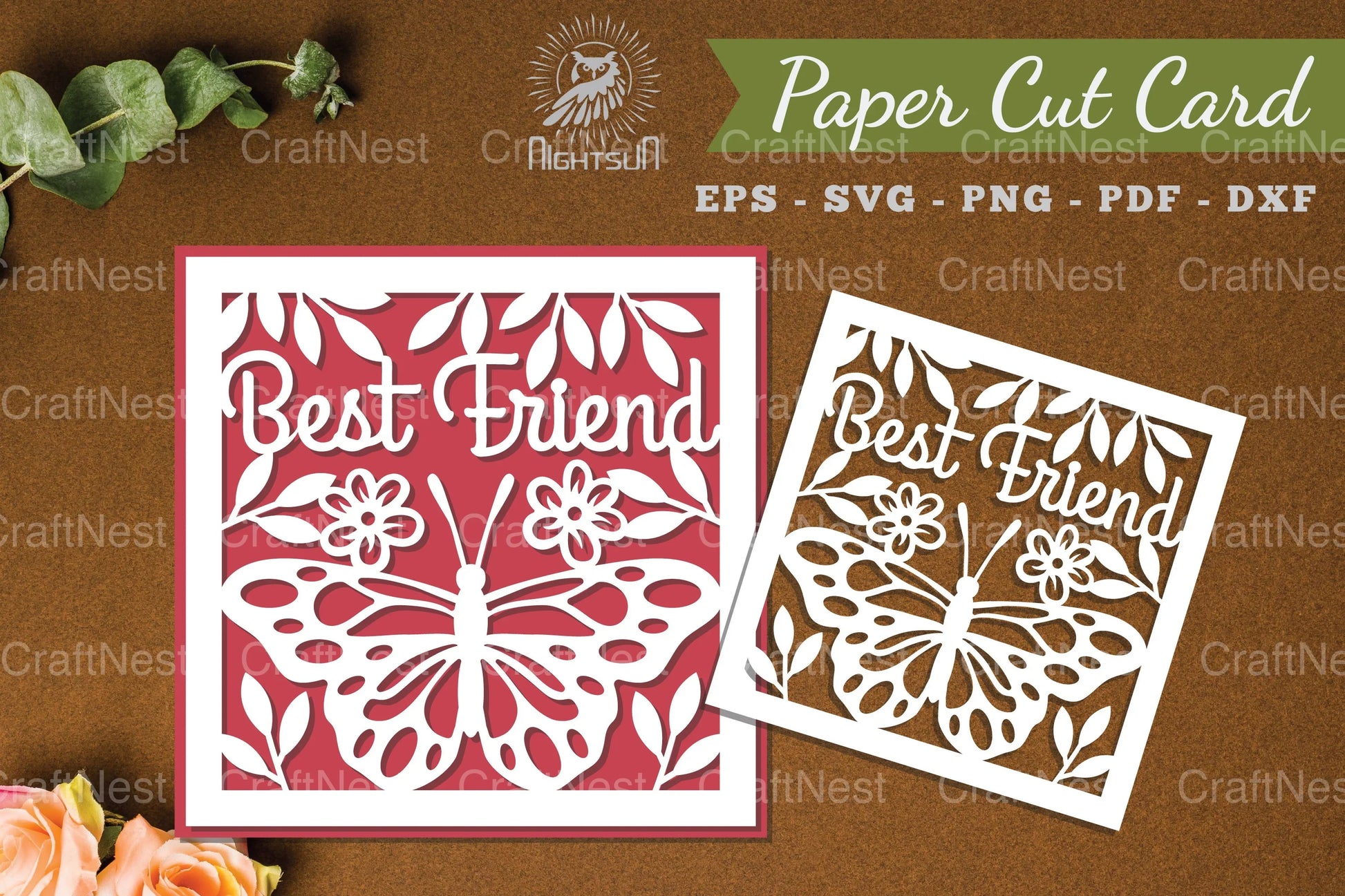 Best Friend Papercut Card SVG Design Bundle - CraftNest - Digital Crafting and Art