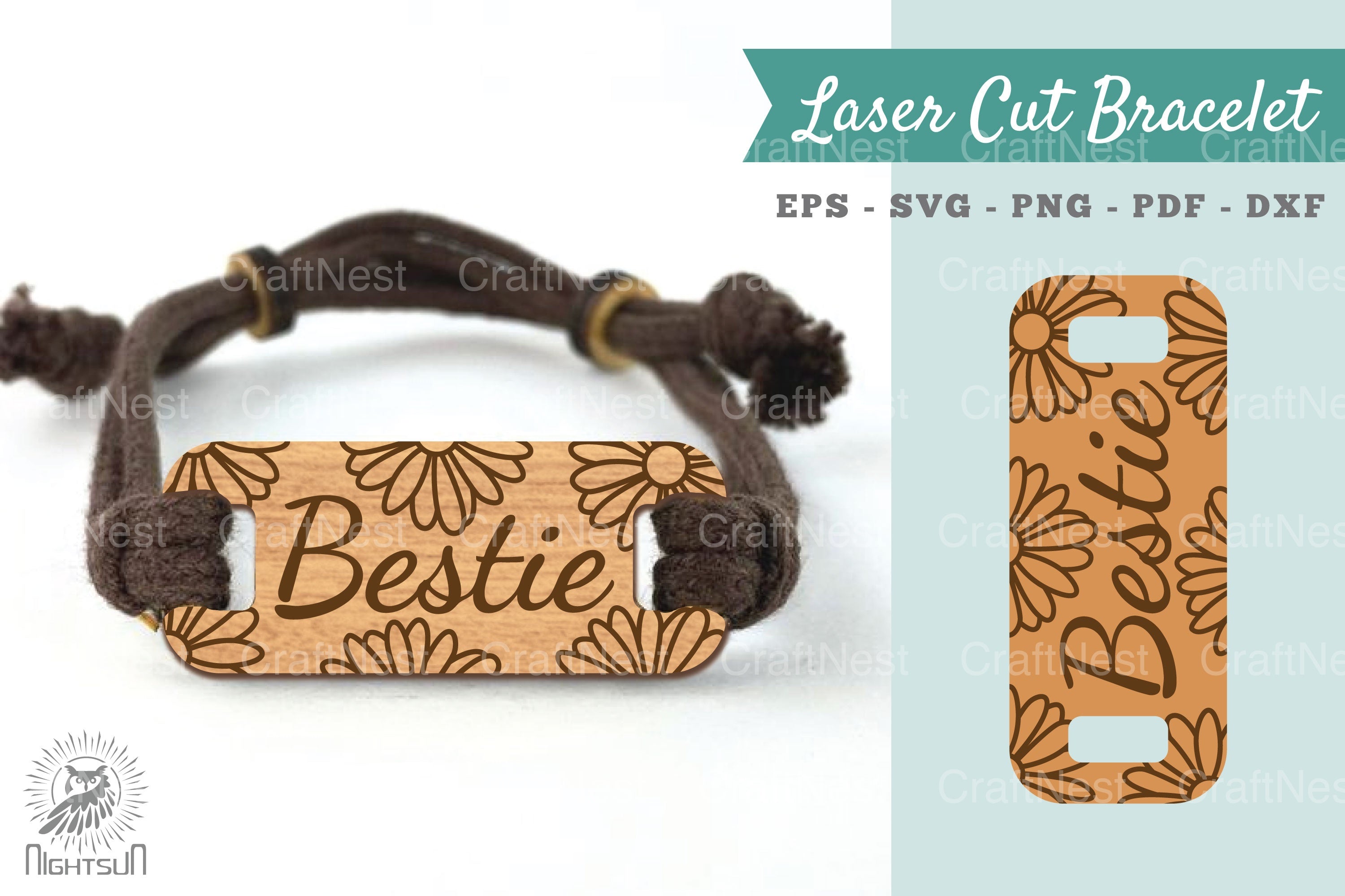 Bestie Laser Cut Bracelet SVG Bundle - CraftNest - Digital Crafting and Art