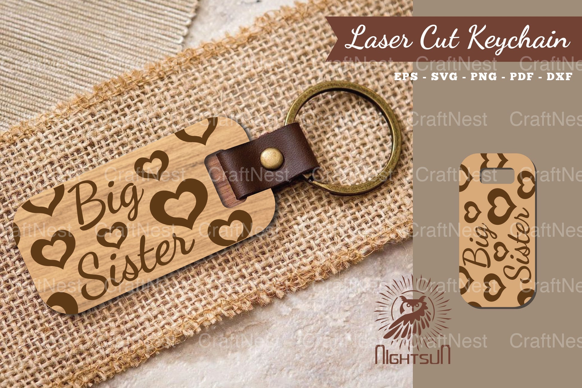 Big Sister Laser Cut Keychain Design - CraftNest - Digital Crafting and Art