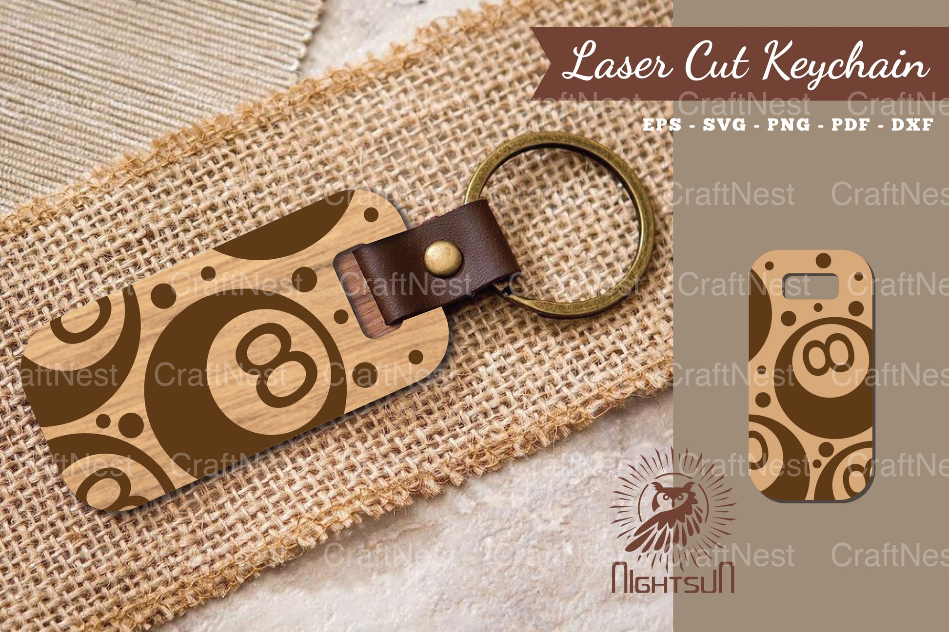 Billiards Ball Laser Cut Keychain Design - CraftNest - Digital Crafting and Art