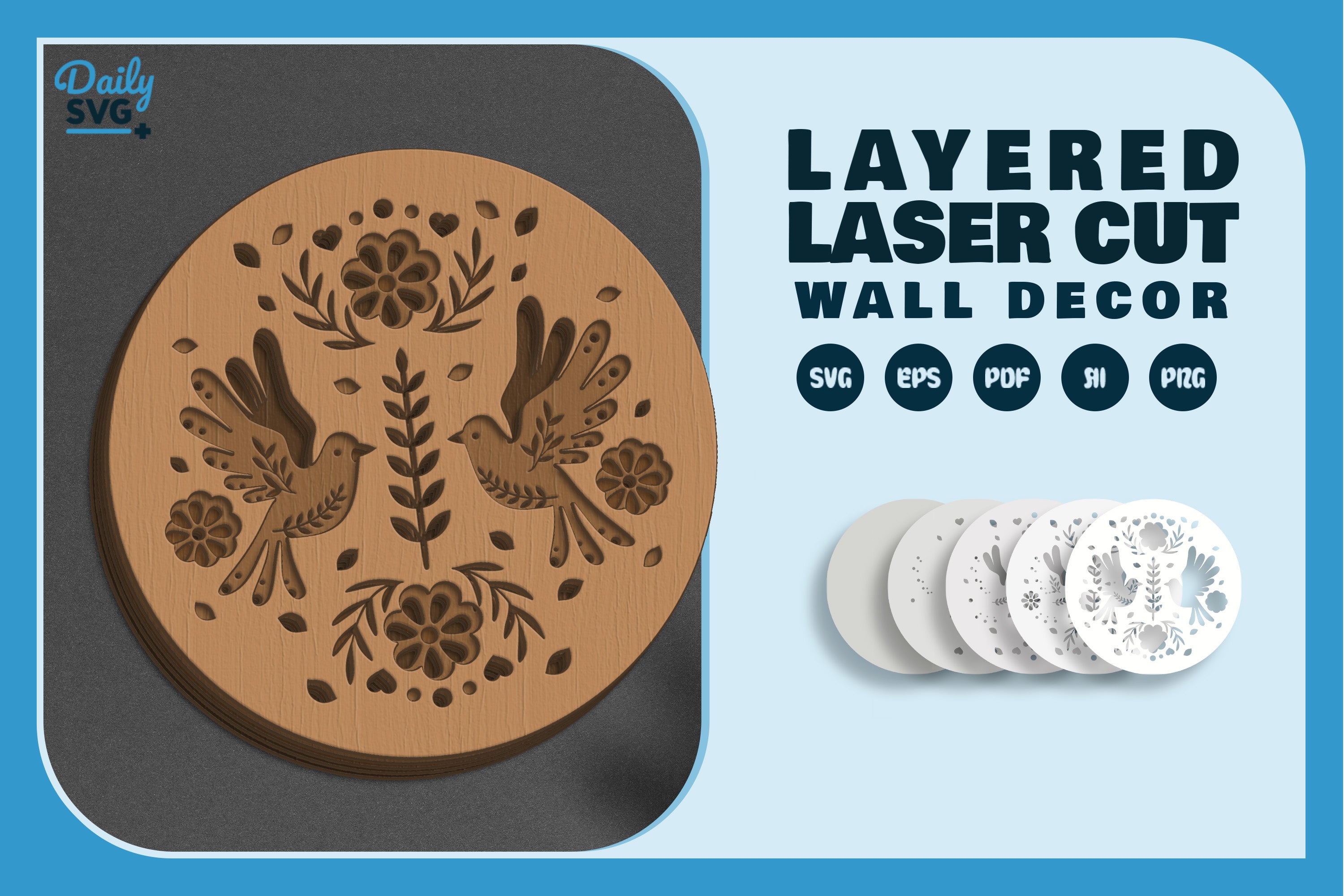 Bird Floral Folk Art Laser Cut SVG Bundle