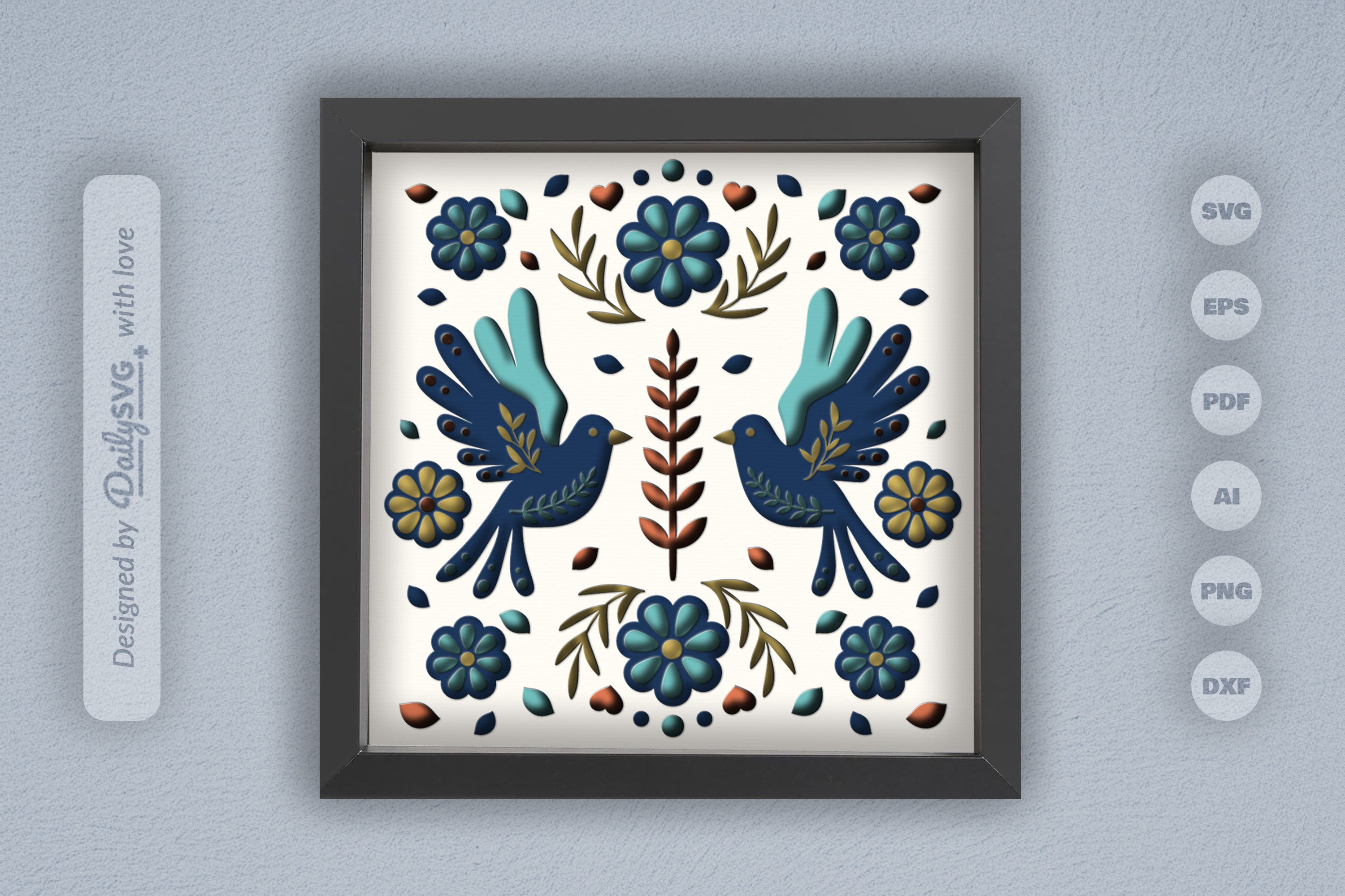 Bird Floral Folk Art Papercut SVG Bundle