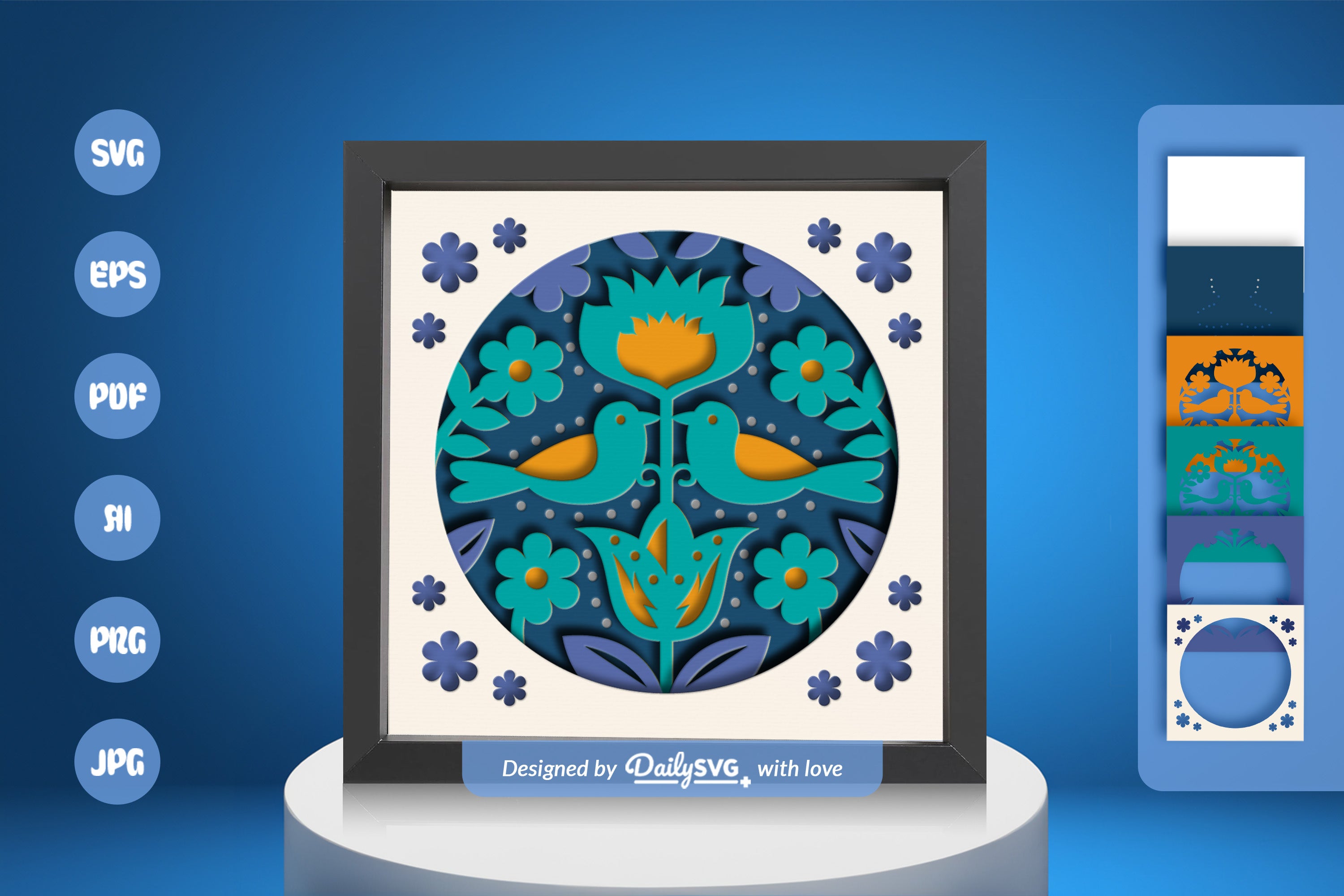 Bird Folk Art Papercut SVG Bundle