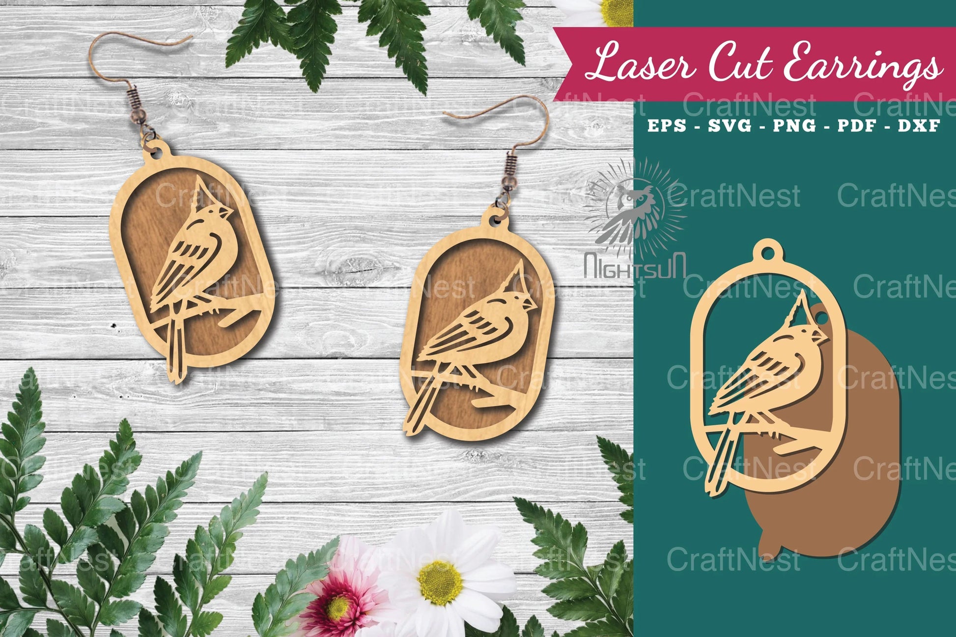 Bird Laser Cut Earrings Design Bundle - CraftNest - Digital Crafting and Art