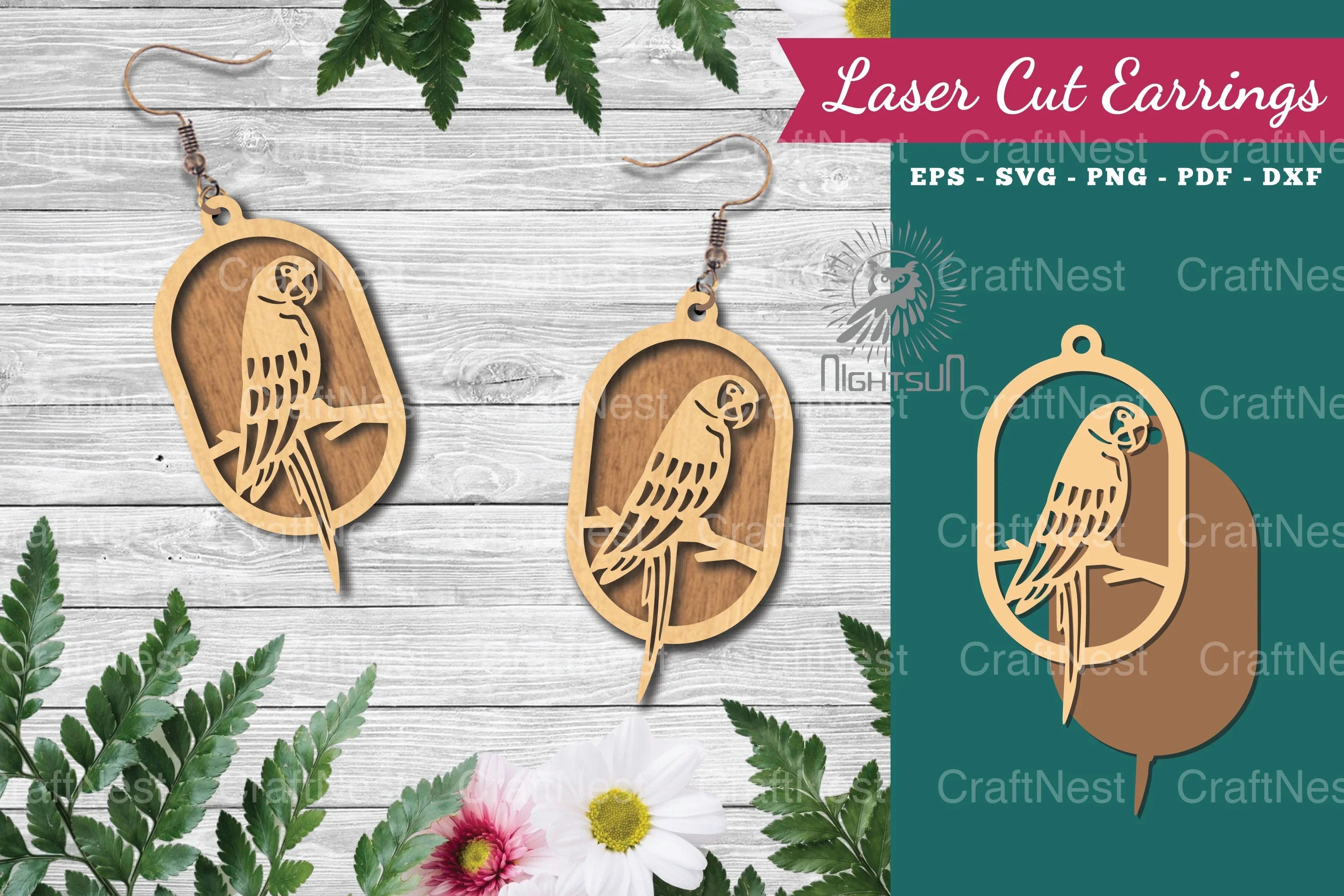 Bird Laser Cut Earrings Design Bundle - CraftNest - Digital Crafting and Art