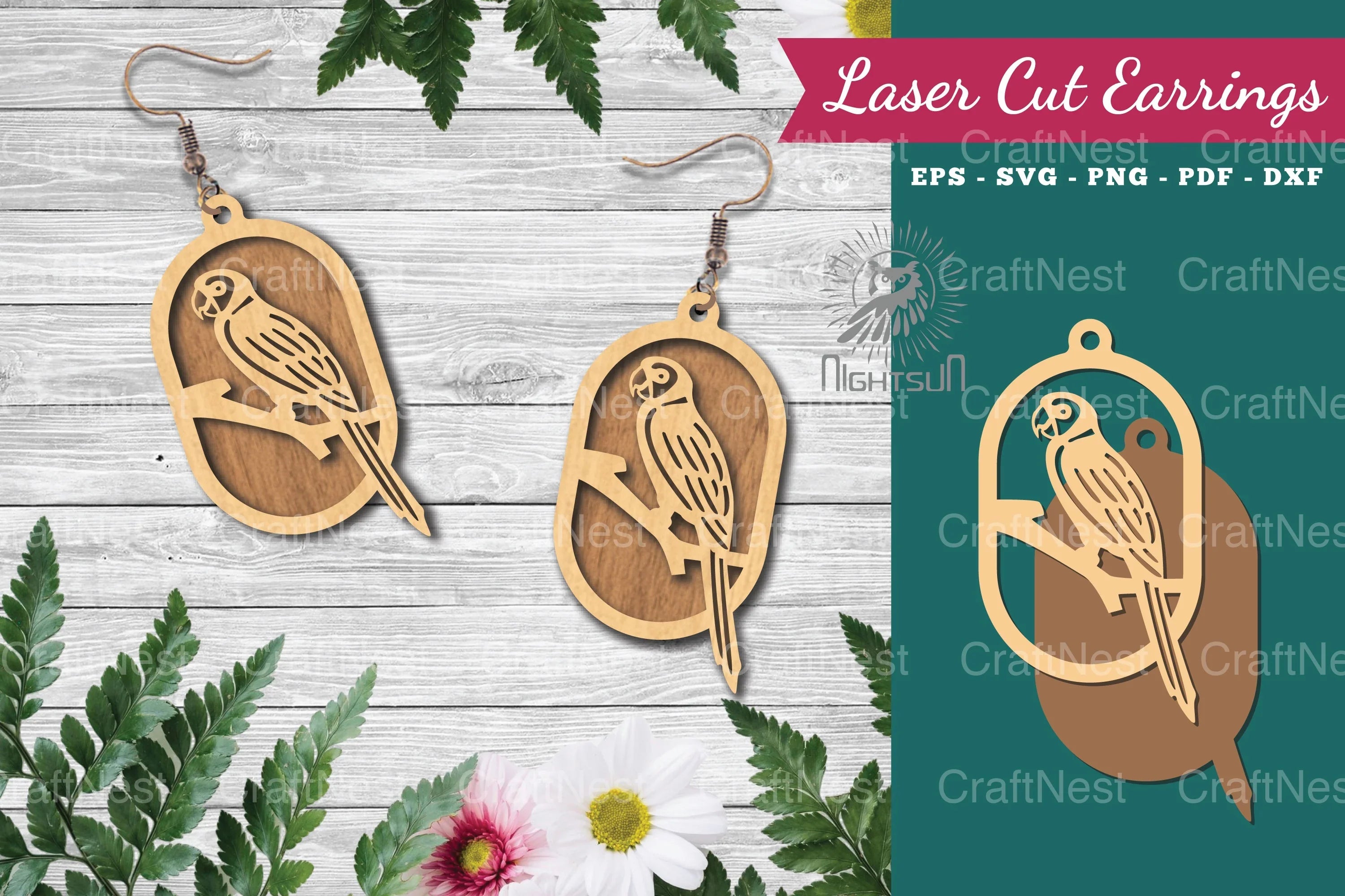 Bird Laser Cut Earrings Design Bundle - CraftNest - Digital Crafting and Art
