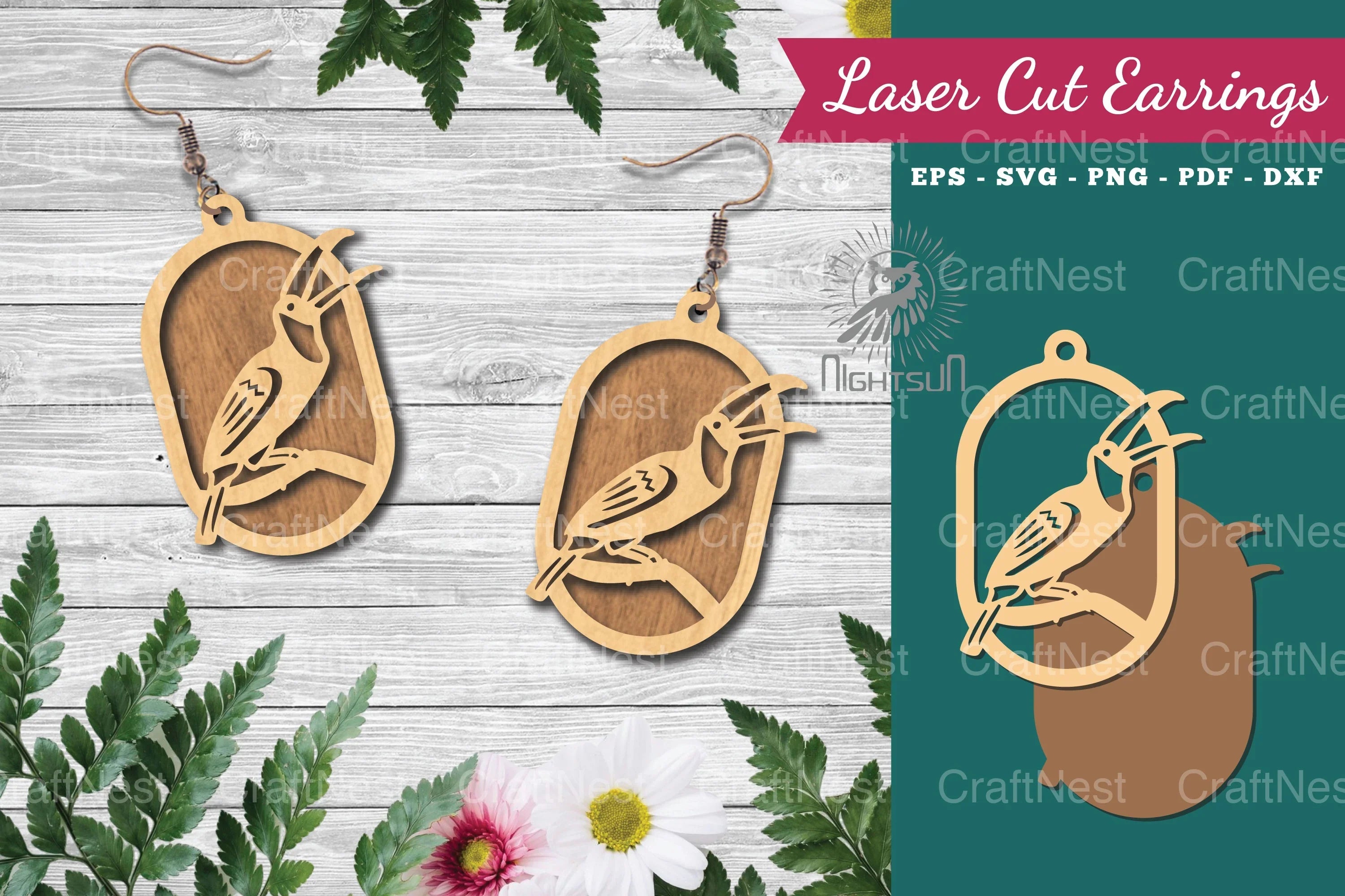 Bird Laser Cut Earrings Design Bundle - CraftNest - Digital Crafting and Art