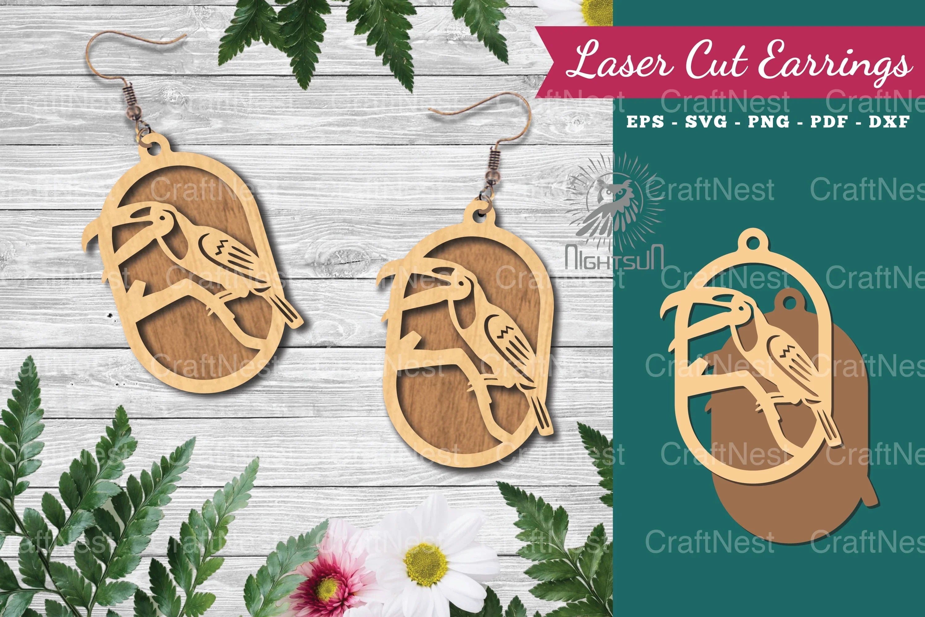Bird Laser Cut Earrings Design Bundle - CraftNest - Digital Crafting and Art
