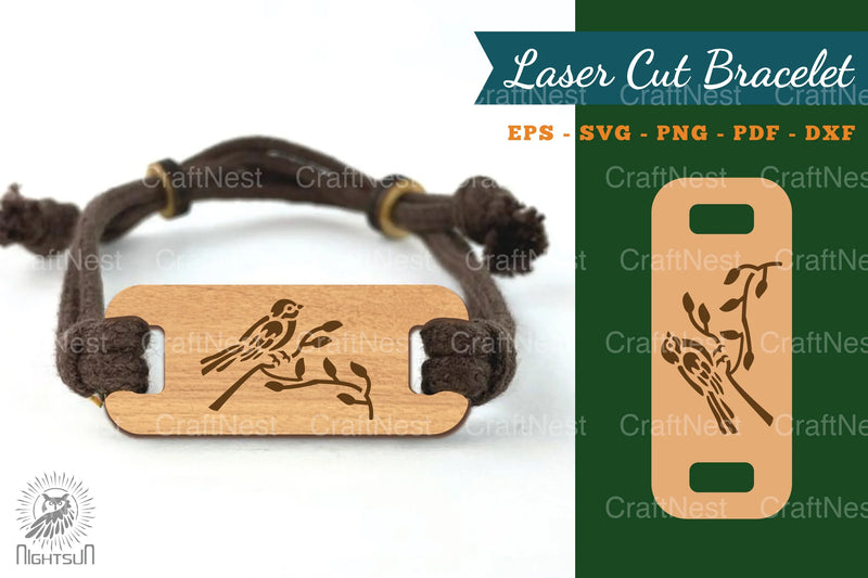Bird Lasercut Bracelet Design Bundle - CraftNest - Digital Crafting and Art