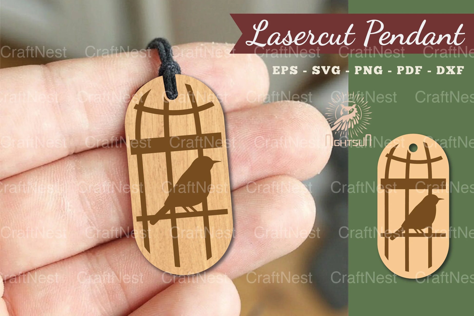 Bird Lasercut Pendant Design Bundle - CraftNest - Digital Crafting and Art