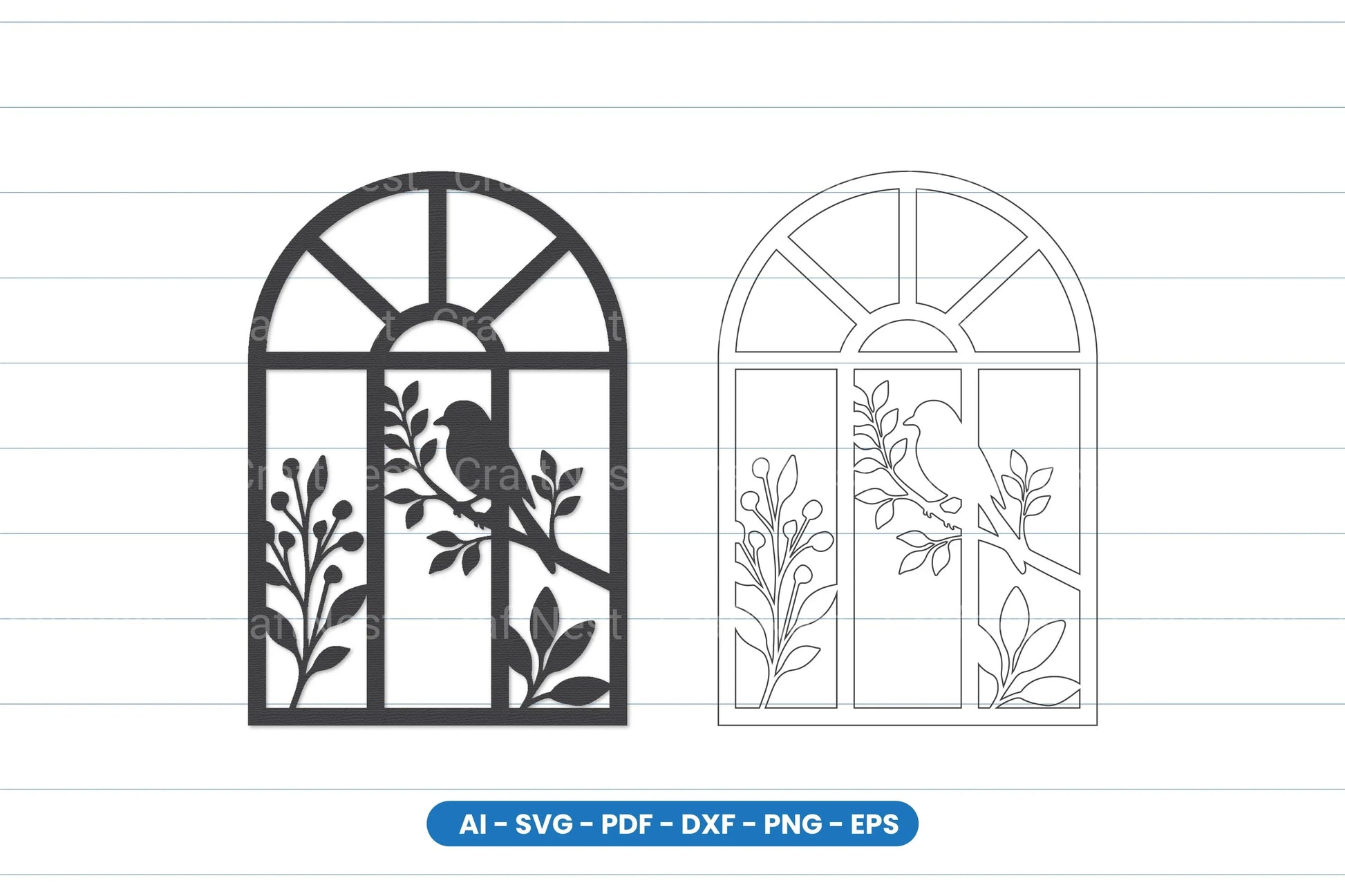 Bird Window Scene Laser Cut SVG Bundle - CraftNest - Digital Crafting and Art