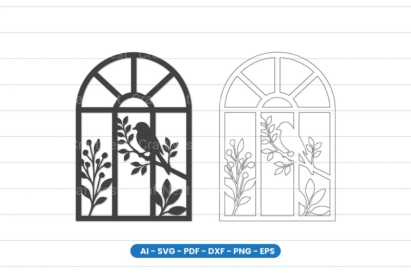 Bird Window Scene Laser Cut SVG Bundle - CraftNest - Digital Crafting and Art