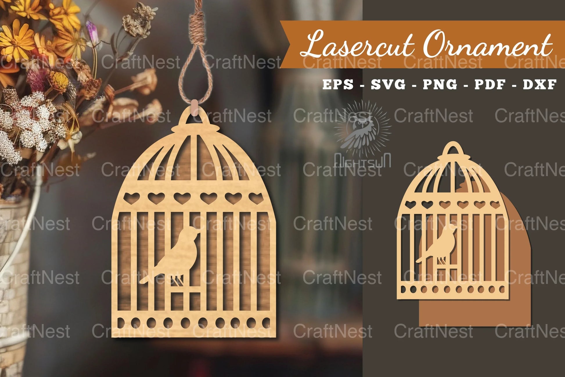 Bird in a Cage Laser Cut Ornament Clipart Bundle - CraftNest - Digital Crafting and Art