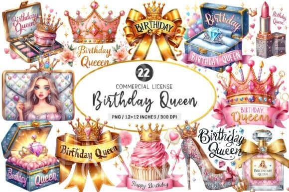 Birthday Queen Quotes Clipart Bundle - CraftNest - Digital Crafting and Art